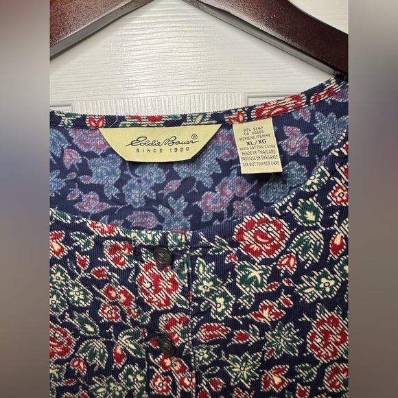 Eddie Bauer dress size XL corduroy maxi floral red blue green vintage - Picture 2 of 4